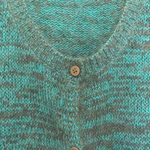 Eileen Fisher L Teal & Black Mohair Cardigan